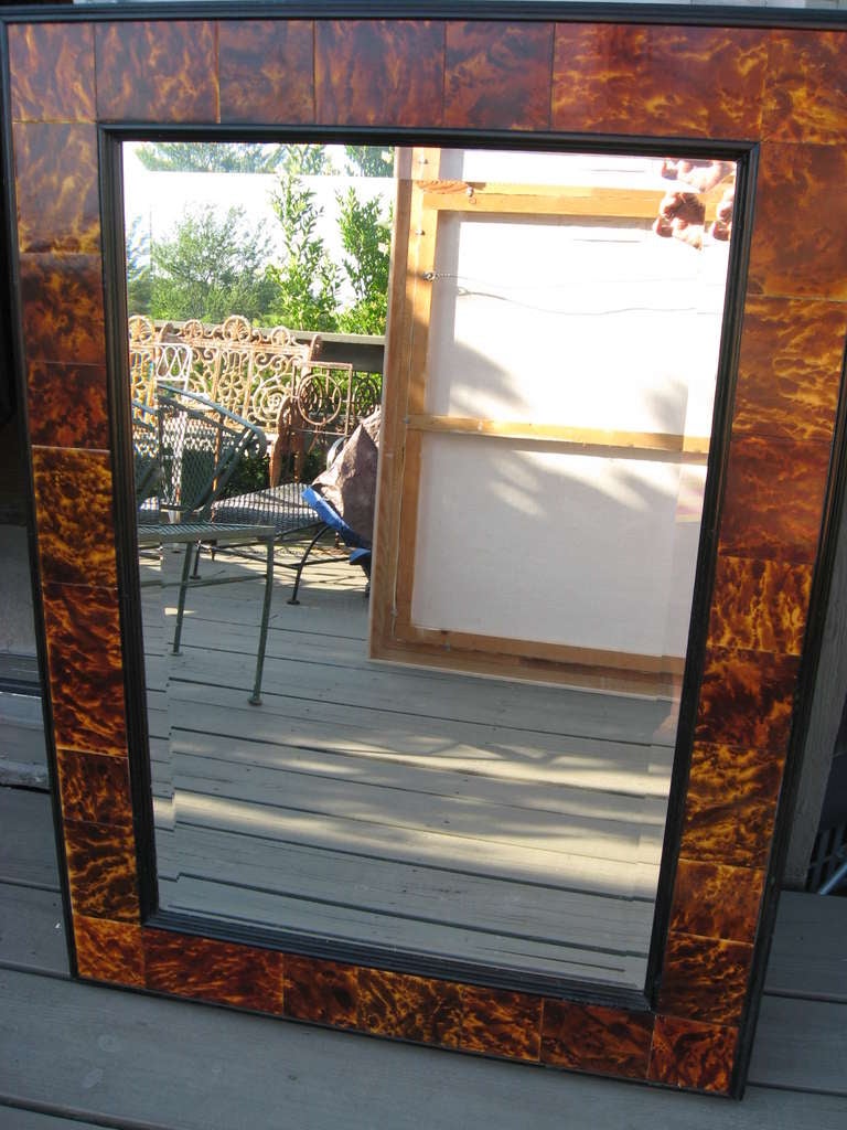 Faux Tortoise Shell  Mirror In Good Condition In Water Mill, NY