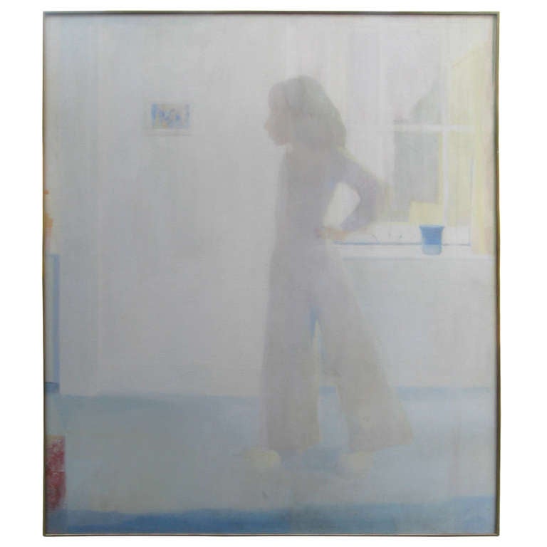 60" Nude in a Room Oil Painting By Wasserman For Sale at 1stdibs