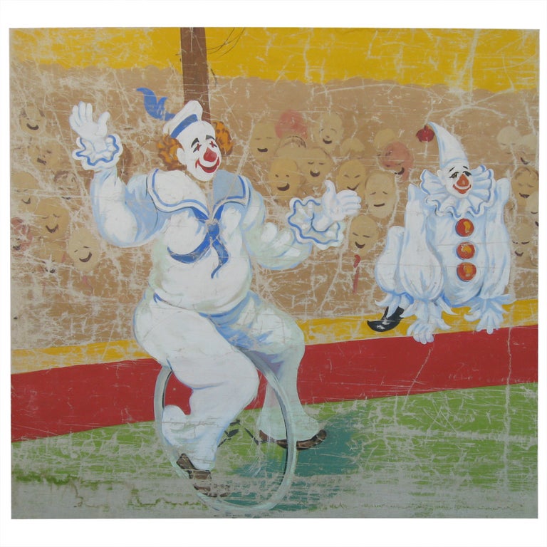 71" Vintage Circus Banner Painting For Sale at 1stDibs