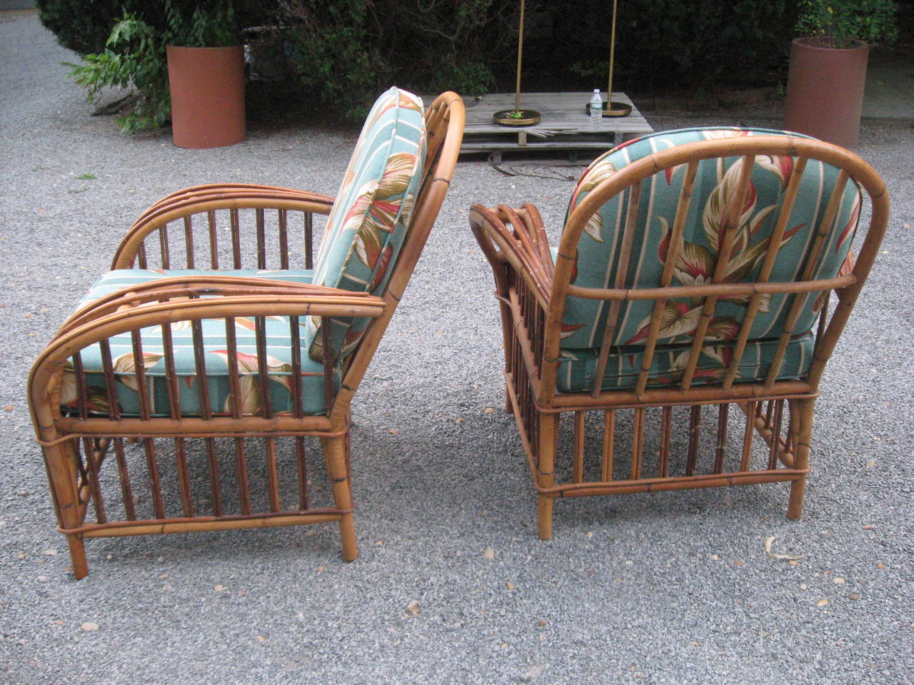 American Vintage Pair of Rattan Lounge Chairs