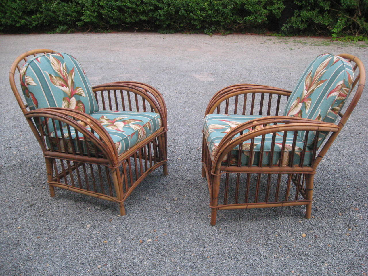 20th Century Vintage Pair of Rattan Lounge Chairs
