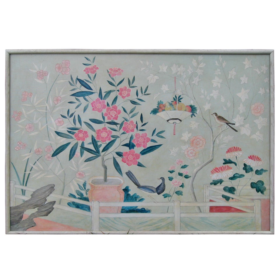 Uno de un par de cuadros al óleo de Stillife con pájaros