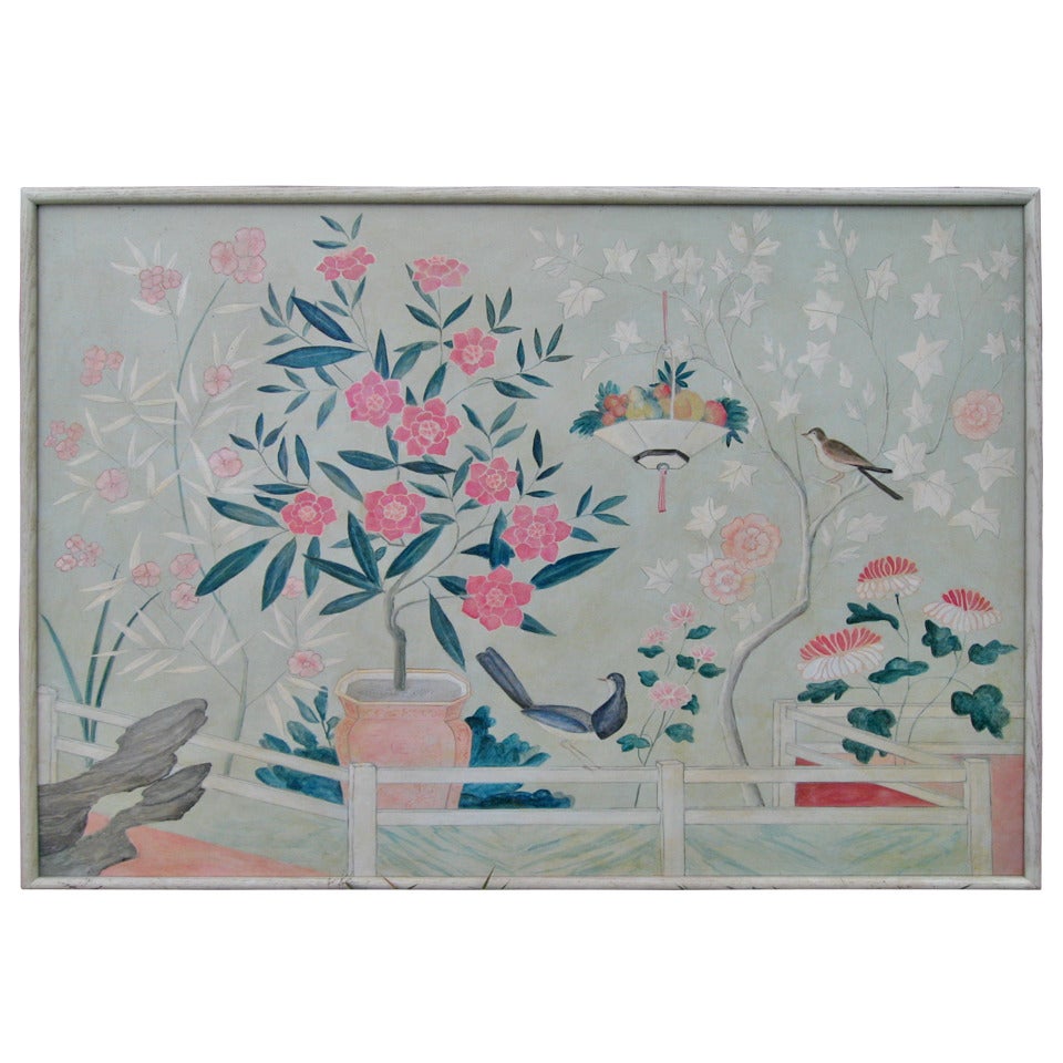 One of a Pair Stillife Oil Paintings with Birds For Sale