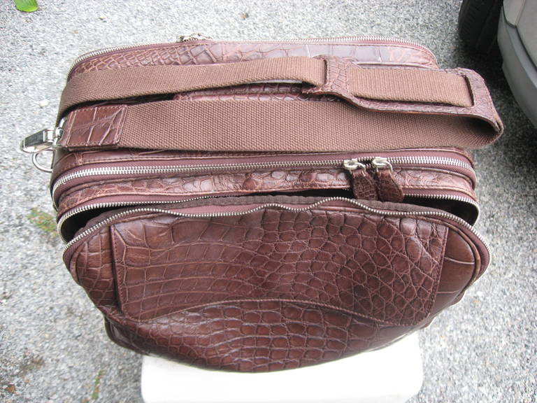 Bahamian Crocodile Travelling Bag by Laurent For Sale
