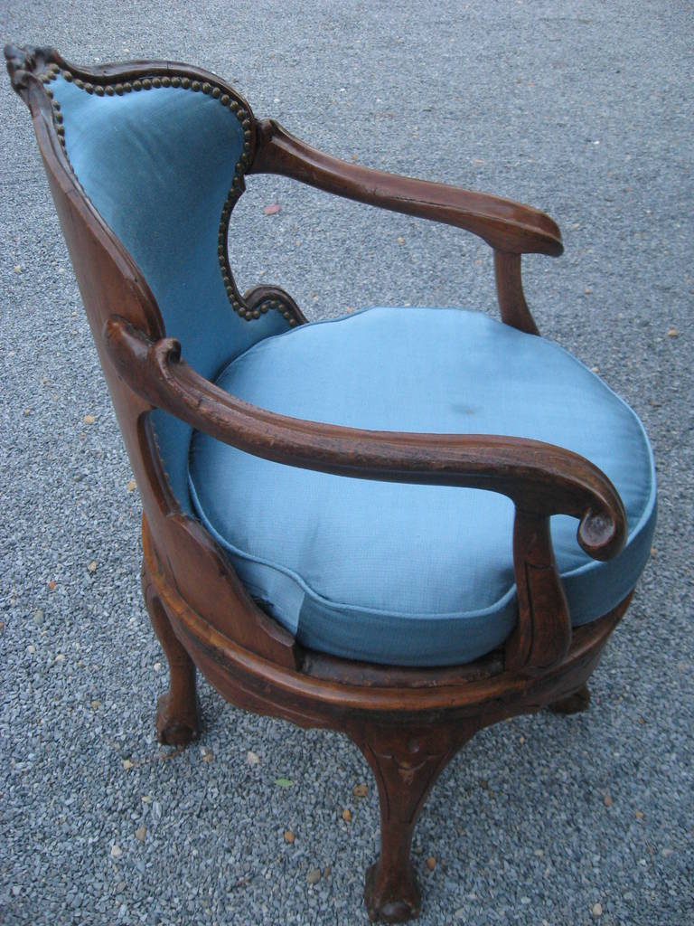 Wood Italian 19th Century Swivel Armchair For Sale