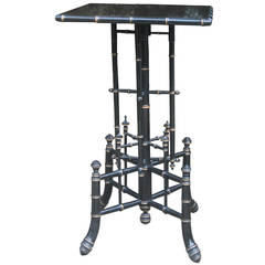 19thc Ebonized Faux Bamboo Table 12