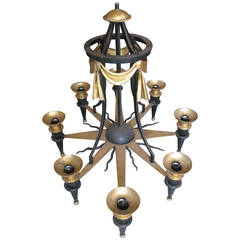 Massive Hand Forged Gilded Iron Sun Chandelier by Patrice Humbert 11