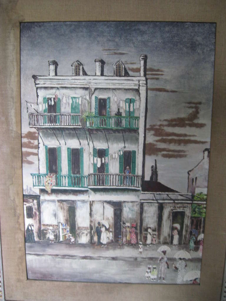 Mid-20th Century American Southern Street Scene Painting