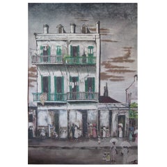 Vintage American Southern Street Scene Painting
