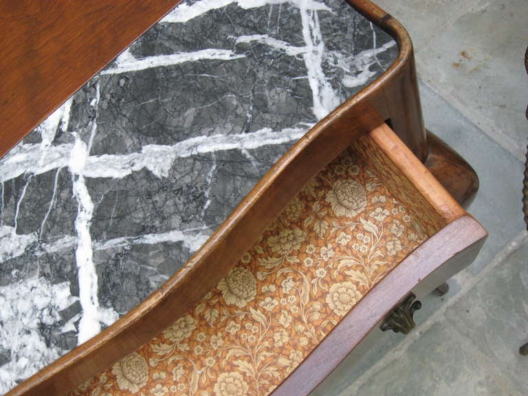 Mid-20th Century Pair of Wood and Marble End Tables, Nightstands