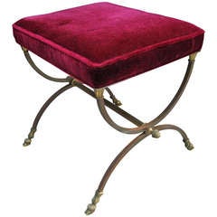 Neoclassical Steel and Bronze Stool by Maison Jansen