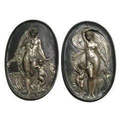 Pair of 19th Century Classical Iron Plaques