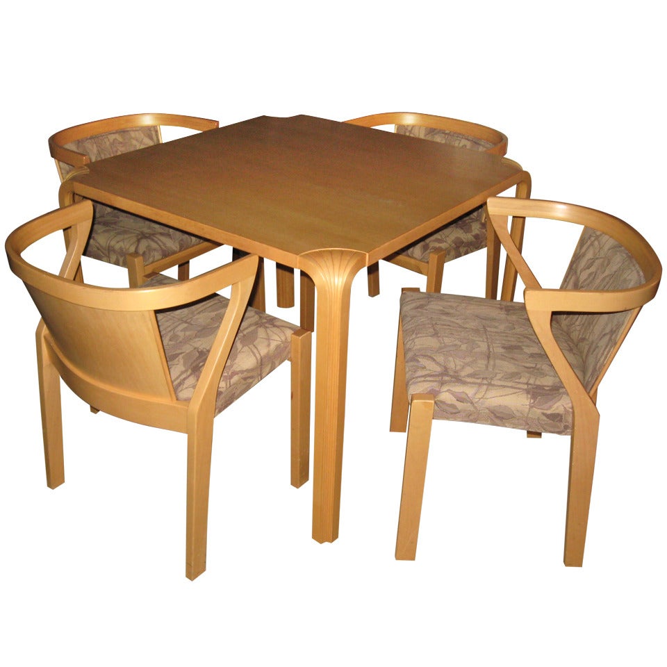 Alvar Aalto Dining or Game Table and Chairs
