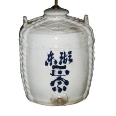 Antique Sake Jar Made into Lamp