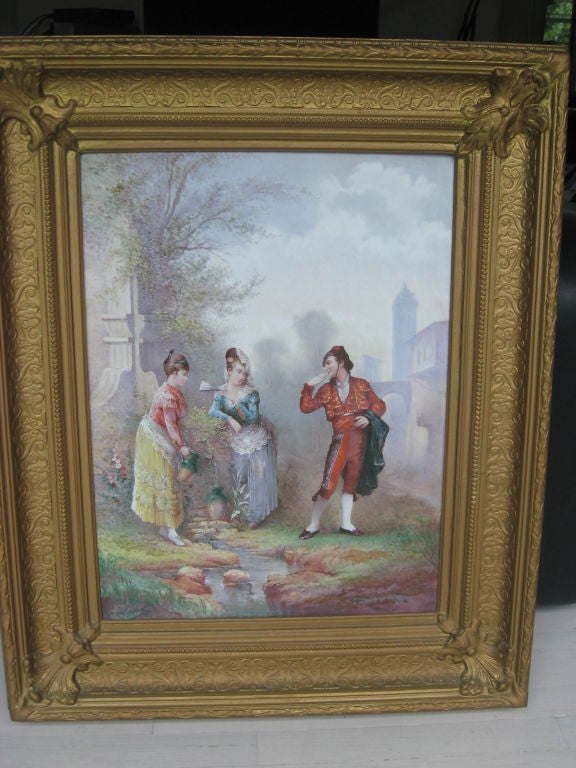 Continental Painting on Porcelain In Excellent Condition For Sale In Water Mill, NY