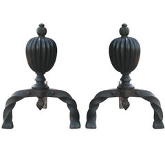 Bronze and Hand-Forged Iron Andirons