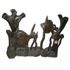 44"Midcentury Bronze Sea Life Motif Console