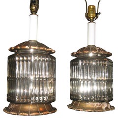 Midcentury Pair of Vintage Mercury Glass Lamps