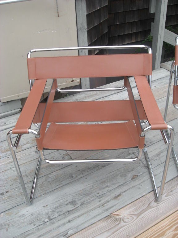 Pr. of Marcel  Breuer  Wassily  Leather Chairs by Knoll In Excellent Condition In Water Mill, NY