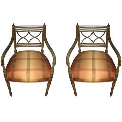 Pair of Regency Painted Arm Chairs Pair of Regency Painted Arm Chairs