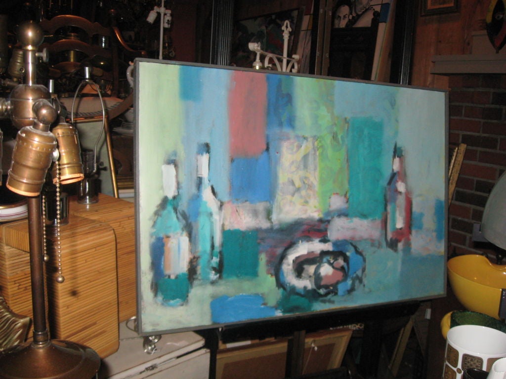 American Mid-Century Modern Oil Painting of a Still Life For Sale