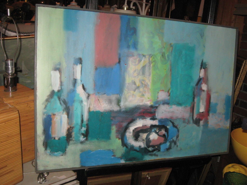 Mid-Century Modern Oil Painting of a Still Life In Good Condition For Sale In Water Mill, NY