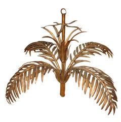 Midcentury Gilded Tin Palm Tree Chandelier