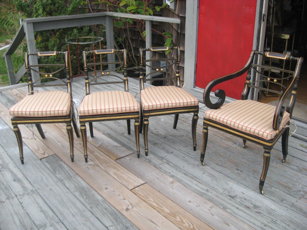 Set of Ten Regency Period  Dining Chairs In Excellent Condition In Water Mill, NY
