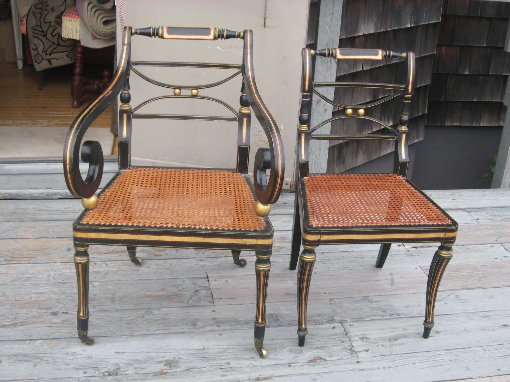 Cane Set of Ten Regency Period  Dining Chairs