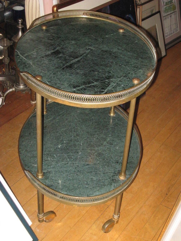 Midcentury Italian Marble and Brass Bar or Serving Cart In Excellent Condition For Sale In Water Mill, NY