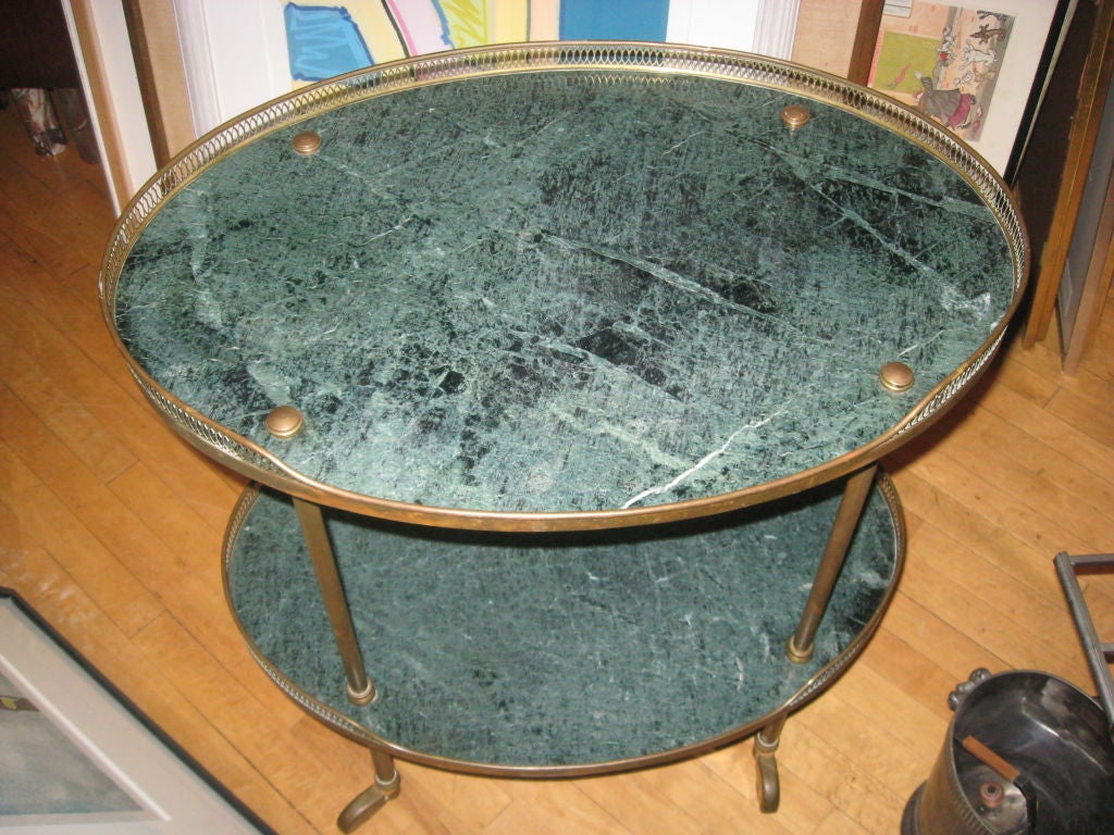 Midcentury Italian Marble and Brass Bar or Serving Cart In Excellent Condition For Sale In Water Mill, NY