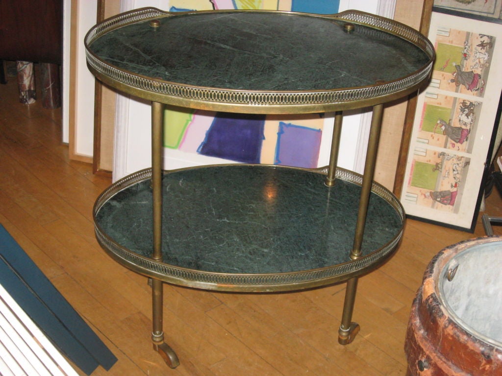 Mid-20th Century Midcentury Italian Marble and Brass Bar or Serving Cart For Sale