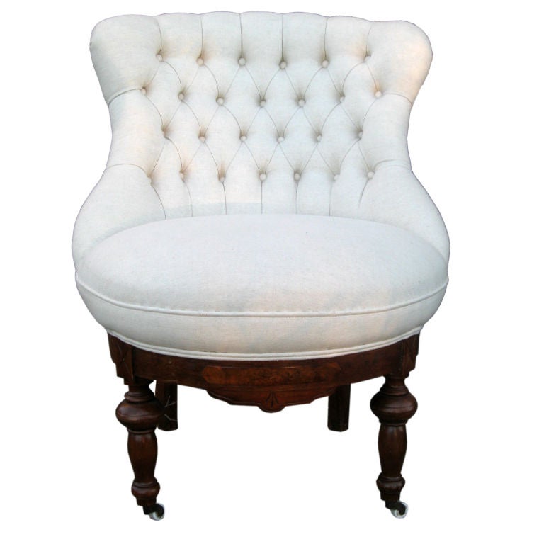 Napoleon III Tufted Bergere/Slipper Chair