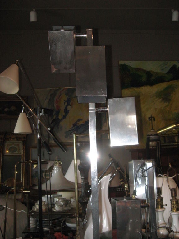 American Koch and Lowy Standing Chrome Lamps  For Sale