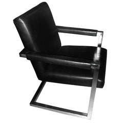 Used Ralph Lauren Leather and Chrome Armchair