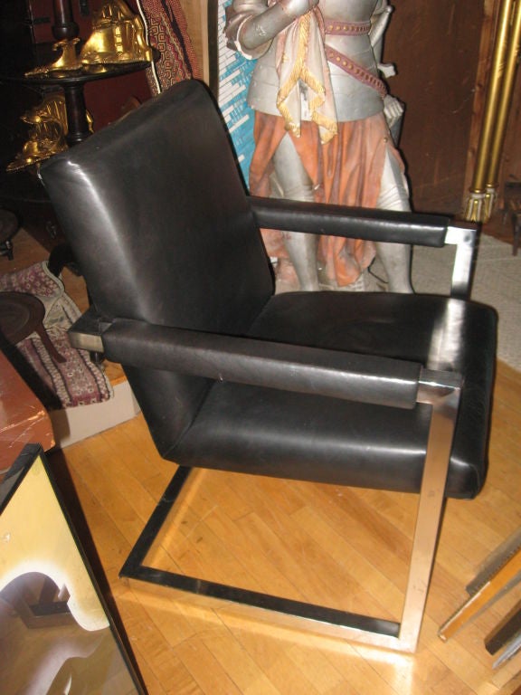 Fauteuil Ralph Lauren en cuir et chrome Excellent état - En vente à Water Mill, NY