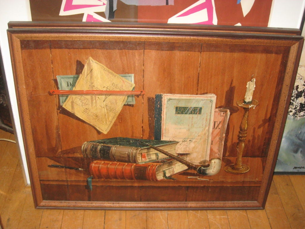 Pair of Trompe L'oeil Paintings on Wood In Good Condition For Sale In Water Mill, NY