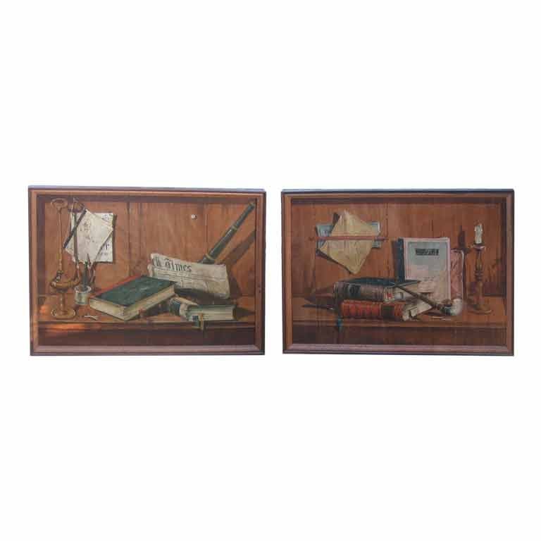 Pair of Trompe L'oeil Paintings on Wood