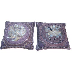 Pr. of Vintage  Elaborate Embroidered Indian Pillows