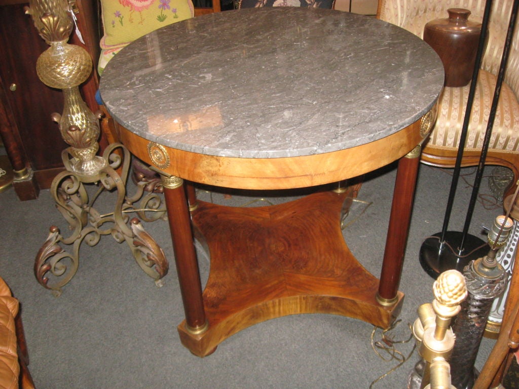 Empire Style Mohogany Gueridon with Grey Marble Top