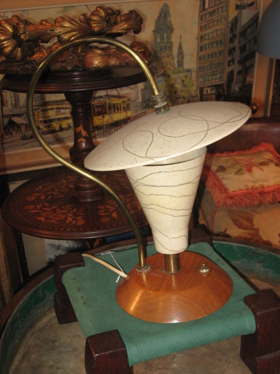 American Midcentury Resin and Wood Lamp For Sale