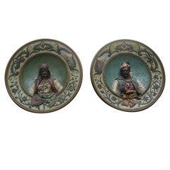 Antique Pair of 19th Century Terracotta Plates by Musterschutz