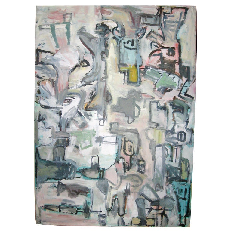 50" Abstract Gun Oil Painting by Russell Christoffersen For Sale