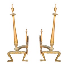 Paire de chenets en laiton de style néoclassique