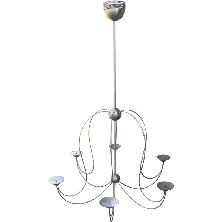 Modern Chrome Six-Arm Chandelier for Candles 60x43 For Sale