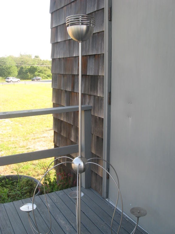 Lampadario moderno cromato a sei bracci per candele 60x43 In condizioni buone in vendita a Water Mill, NY