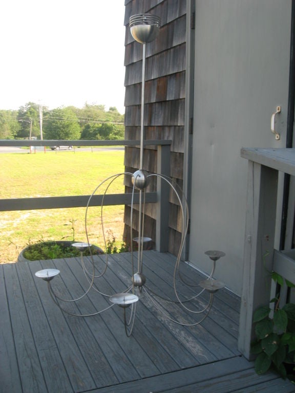 20th Century Modern Chrome Six-Arm Chandelier for Candles 60x43 For Sale