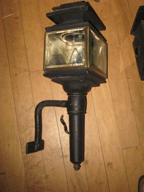 Pr.of Coach Lamps made into Sconces (electrified)-Glass Part of Lantern is Beveled 6x5