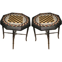 Vintage Pair of Pietra Dura Game Tables