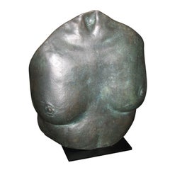 Vintage Bronze Sculpture of Torso by K. Baine, 1984